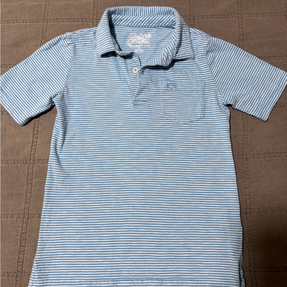 Southern Tide Youth Blue Striped Shirt
